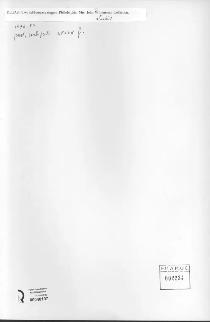 Anonimo , Degas, Edgar - sec. XIX - Two caf&eacute;-concert singers , retro