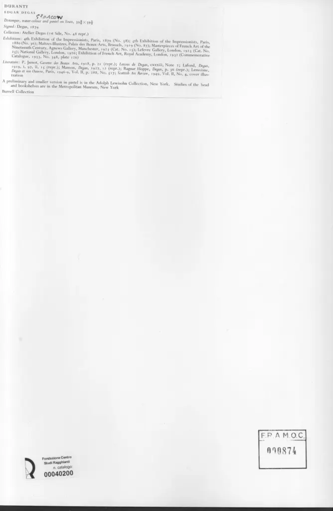 Anonimo , Degas, Edgar - sec. XIX , retro