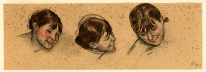 Anonimo , Degas, Edgar - sec. XIX - Trois têtes danseuses , fronte