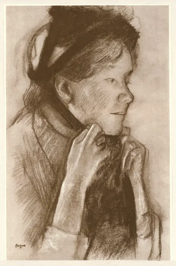 Anonimo , Degas, Edgar - sec. XIX - Lady tying her hat (Mary Cassatt) , fronte