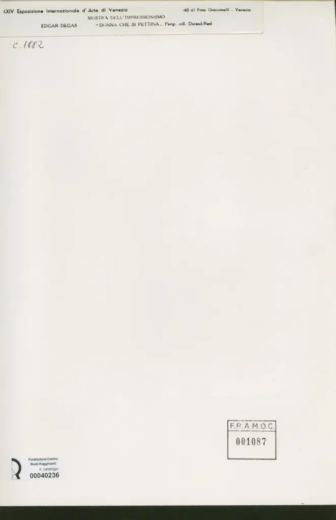 Giacomelli , Degas, Edgar - sec. XIX - Donna che si pettina , retro
