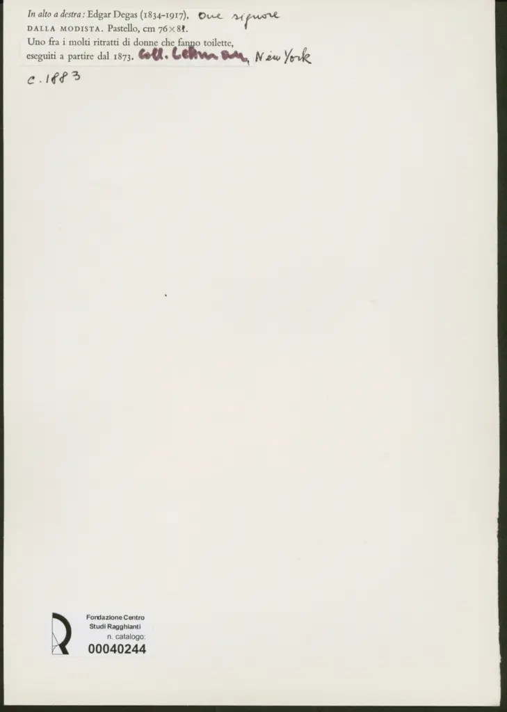 Anonimo , Degas, Edgar - sec. XIX - Dalla modista , retro