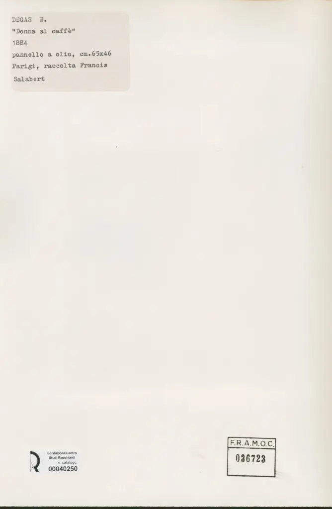 Anonimo , Degas, Edgar - sec. XIX - Donna al caffè , retro