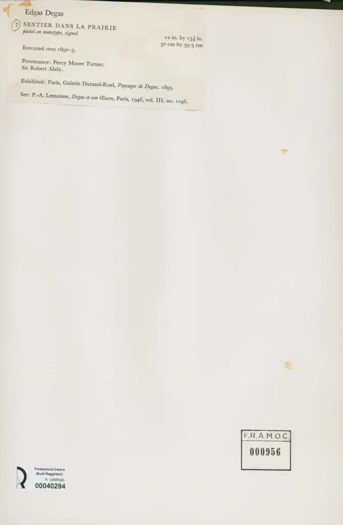Anonimo , Degas, Edgar - sec. XIX - Sentier dans la prairie , retro