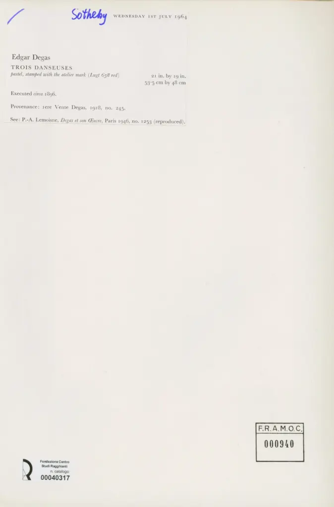 Anonimo , Degas, Edgar - sec. XIX - Trois danseuses , retro
