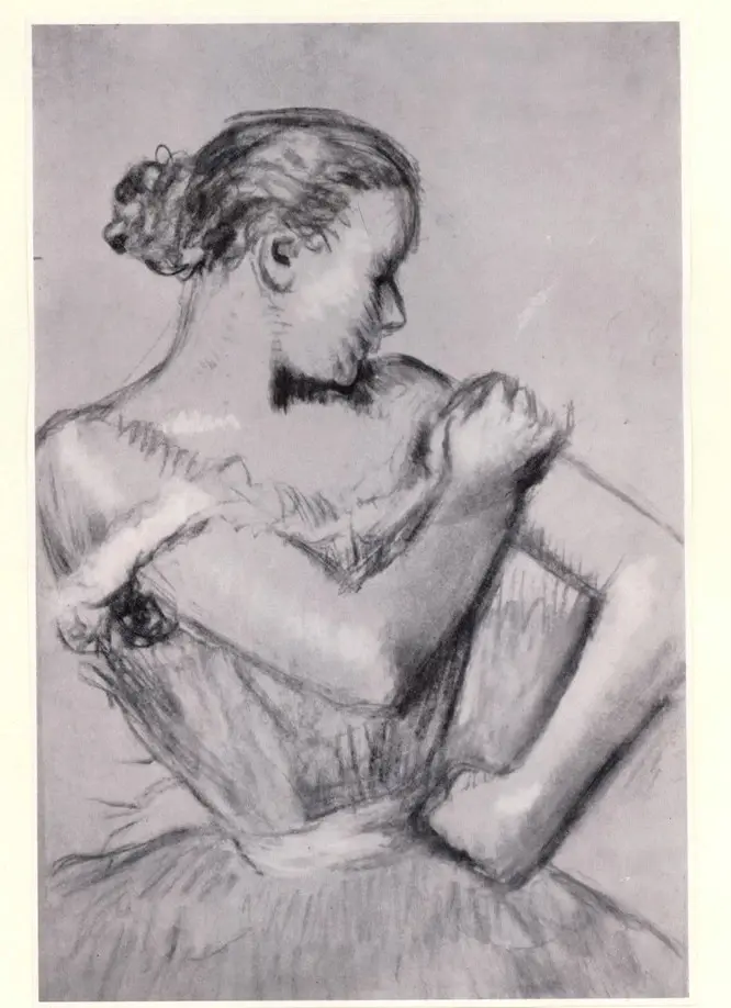 Anonimo , Degas, Edgar - sec. XIX - Danseuse ajustant l'&eacute;paulette de son corsage , fronte