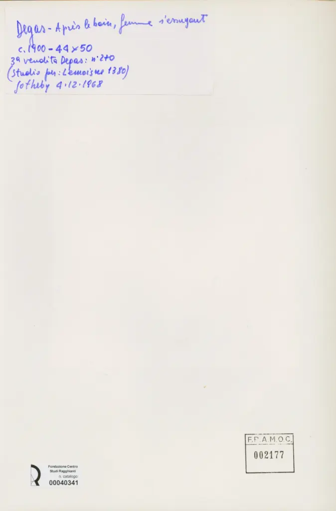 Anonimo , Degas, Edgar - sec. XX - Après le bain, femme s'essuyant , retro