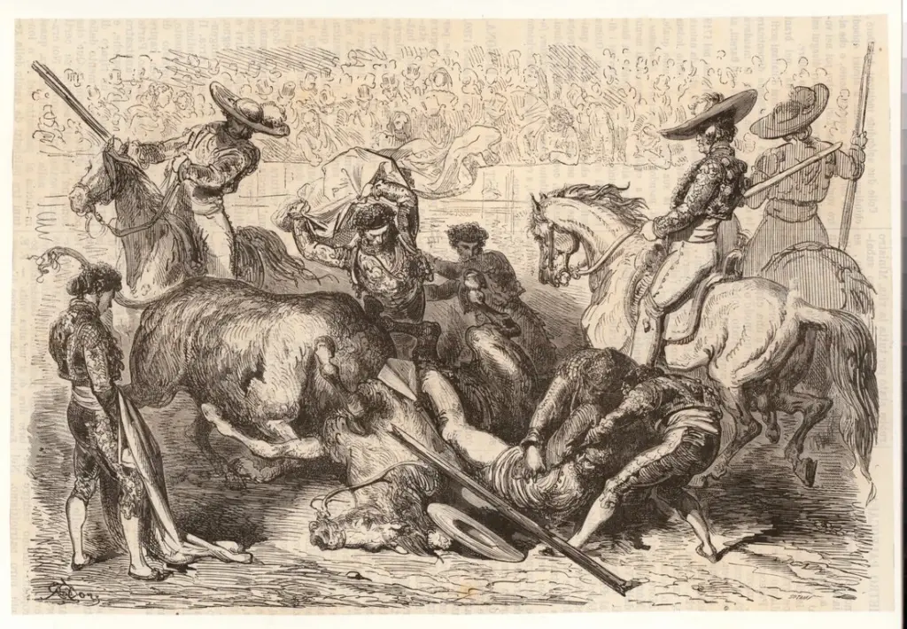 Dor&egrave;, Gustave , Il picador scavalcato dal toro