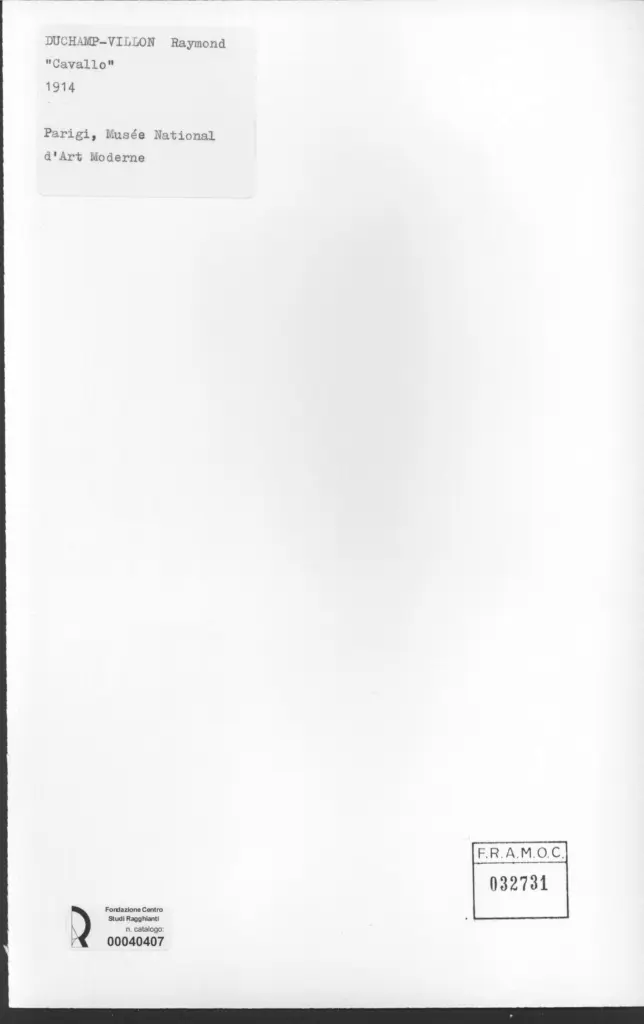 Anonimo , Duchamp-Villon, R. - sec. XX - Cavallo , retro