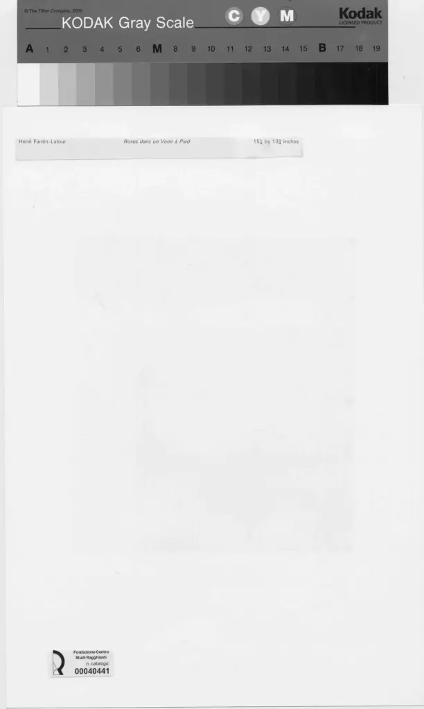 Anonimo , Fantin-Latour, Henri - sec. XIX - Rose in un vaso di vetro , retro