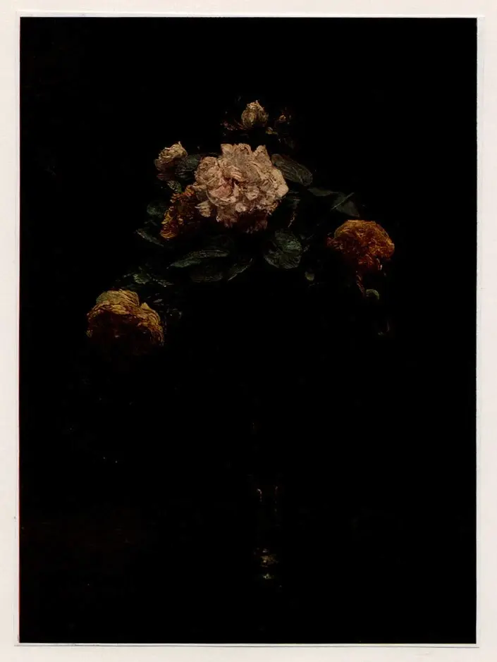 Anonimo , Fantin-Latour, Henri - sec. XIX - Vaso con rose bianche e gialle , fronte