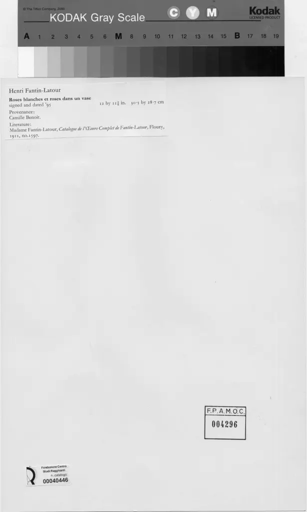 Anonimo , Fantin-Latour, Henri - sec. XIX - VAso con rose , retro