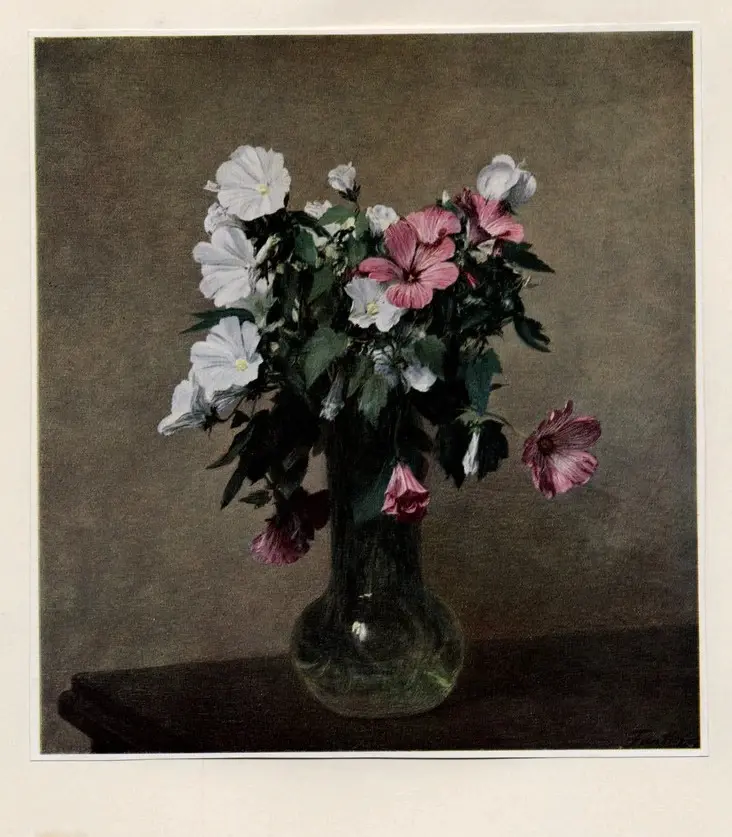 Anonimo , Fantin-Latour, Henri - sec. XIX - Vaso con fiori e rose , fronte