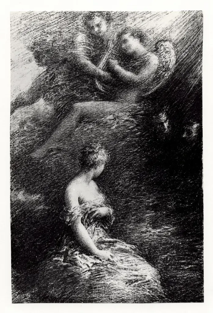 Anonimo , Fantin-Latour, Henri - sec. XIX - Angeli musicanti con donna , fronte