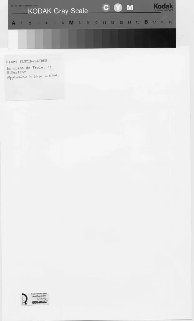 Anonimo , Fantin-Latour, Henri - sec. XIX - La presa di Troia: Apparizione di Ettore a Enea , retro