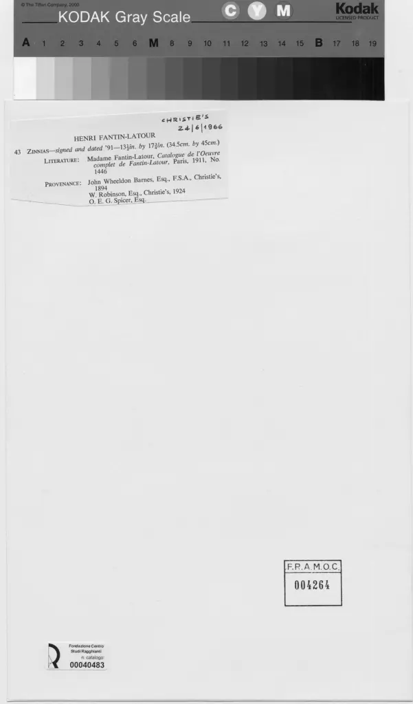 Anonimo , Fantin-Latour, Henri - sec. XIX - Vaso con fiori , retro