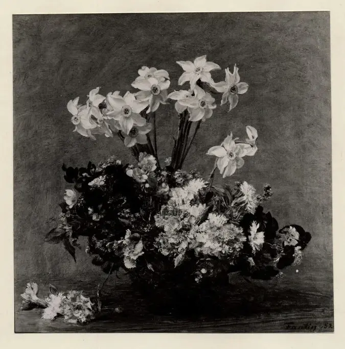Anonimo , Fantin-Latour, Henri - sec. XIX - Narcisi e fiori misti , fronte