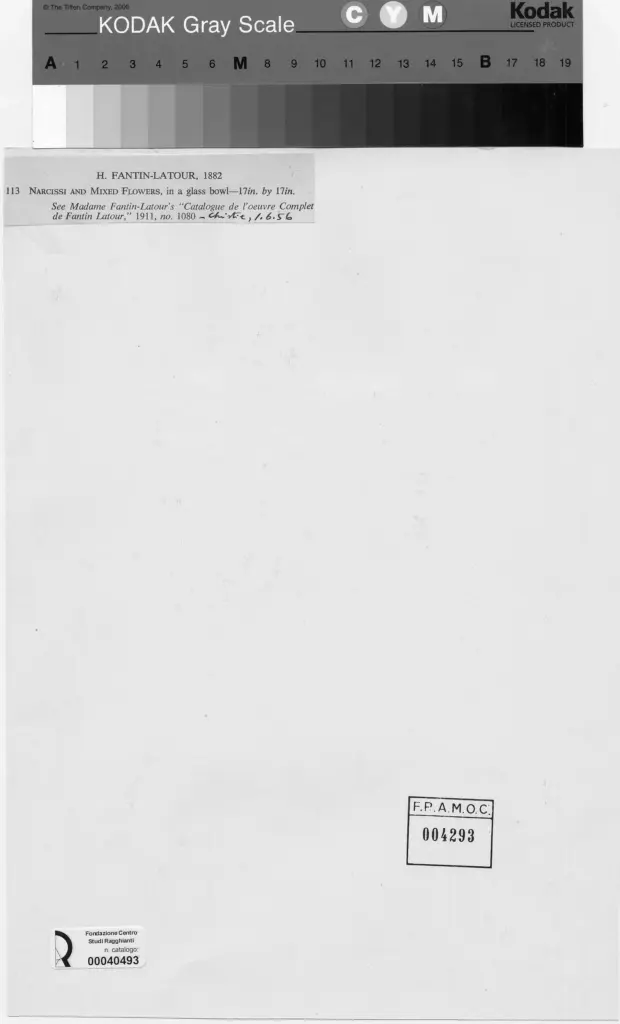 Anonimo , Fantin-Latour, Henri - sec. XIX - Narcisi e fiori misti , retro