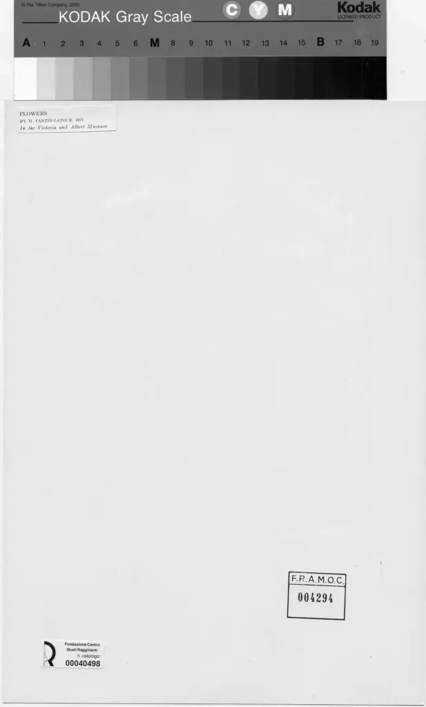 Anonimo , Fantin-Latour, Henri - sec. XIX/ XX - Vaso di fiori con ciliege , retro