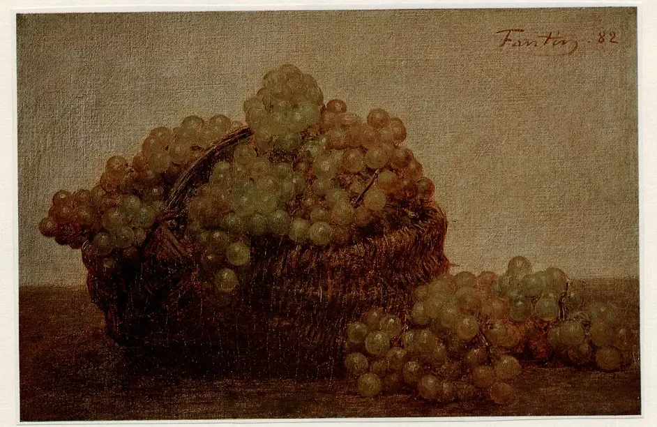 Anonimo , Fantin-Latour, Henri - sec. XIX - Cesto di uva bianca , fronte