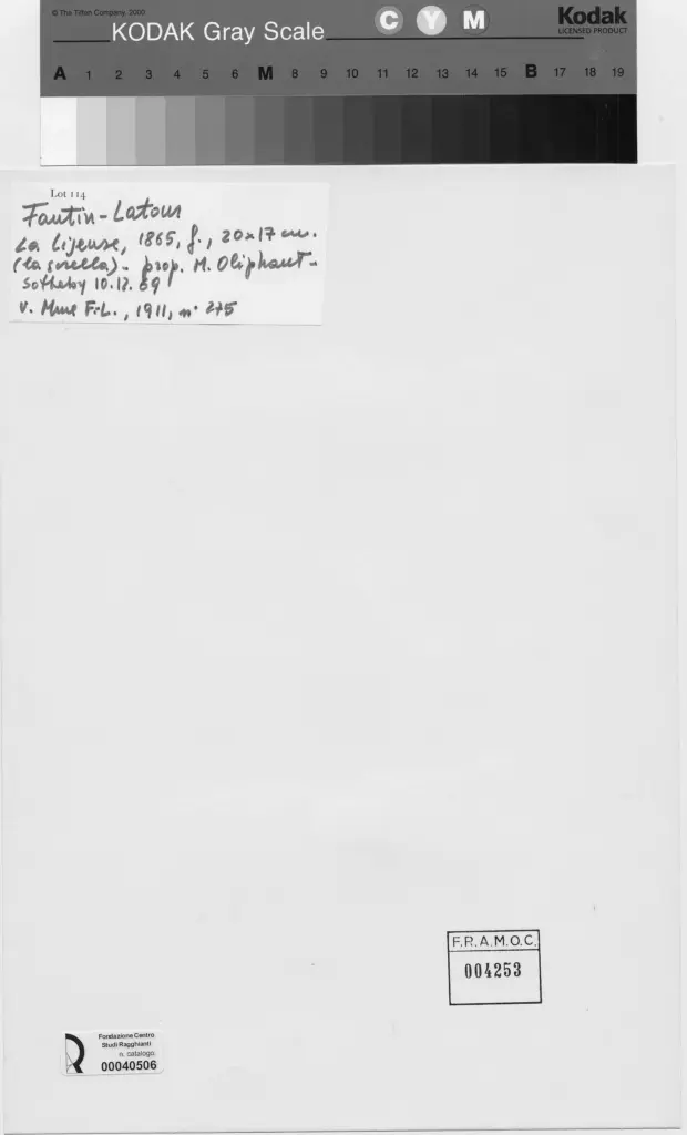 Anonimo , Fantin-Latour, Henri - sec. XIX - Ritratto della sorella , retro