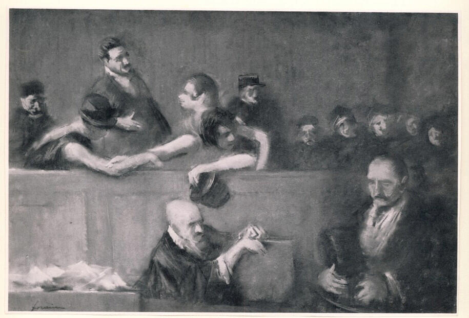 Anonimo , Forain, Jean-Louis - sec. XX - Scène de tribunal , fronte