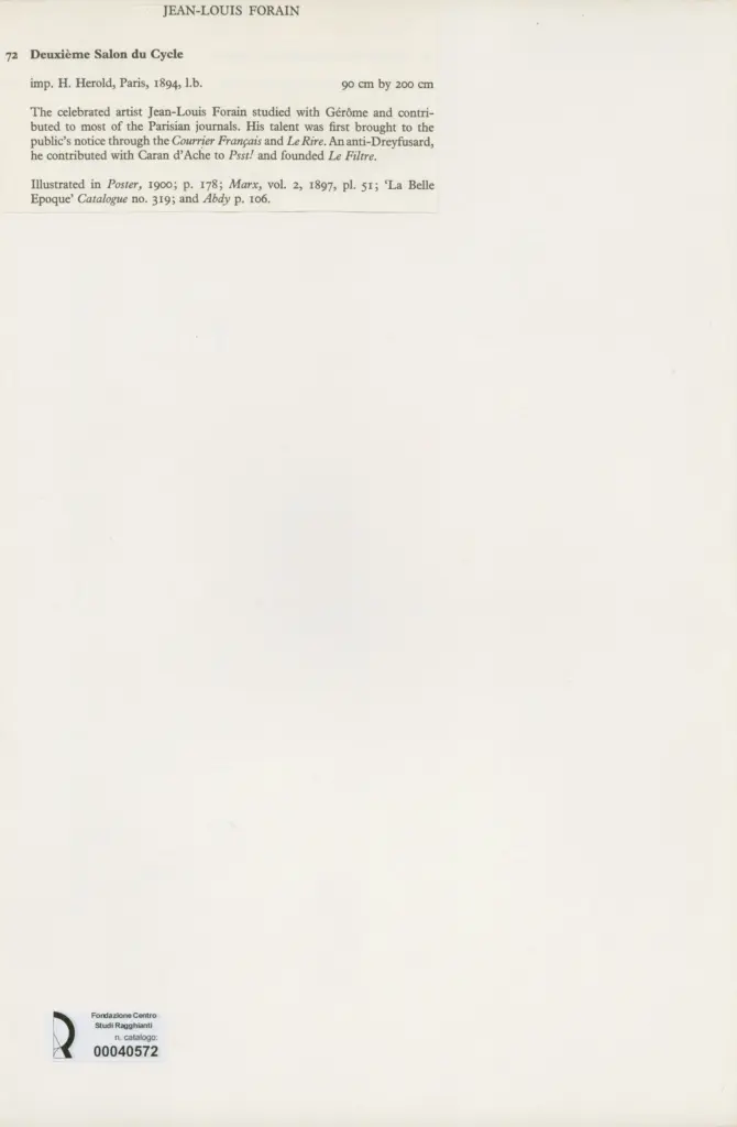 Anonimo , Forain, Jean-Louis - sec. XIX - Deuxi&egrave;me salon du cycle , retro