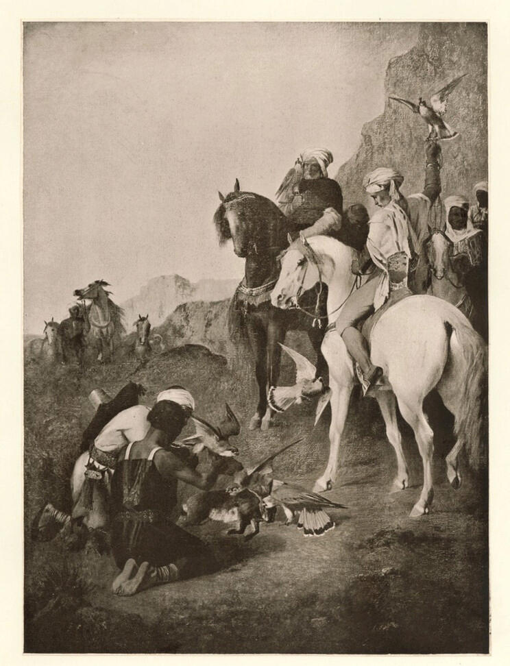 Anonimo , Fromentin, Eugéne - sec. XIX - La chasse au faucon en Algérie , fronte