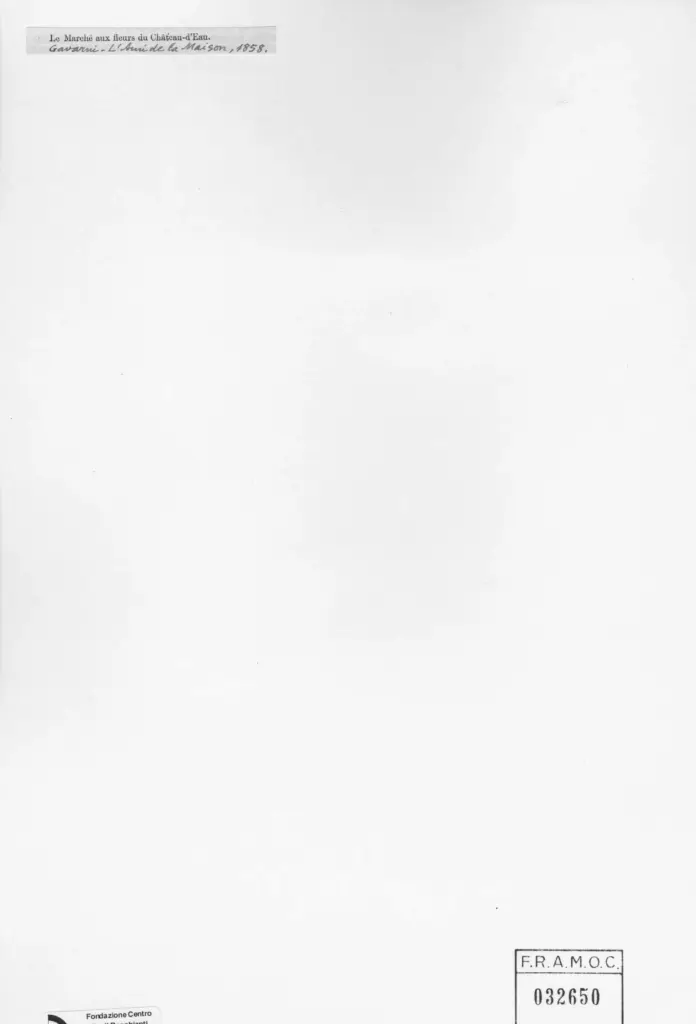 Anonimo , Gavarni, Paul - sec. XIX - Le marche aux fleurs du Chateau-d'eau , retro