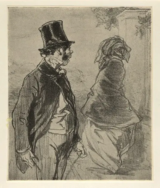 Anonimo , Gavarni, Paul - sec. XIX - Uomo guarda una donna , fronte