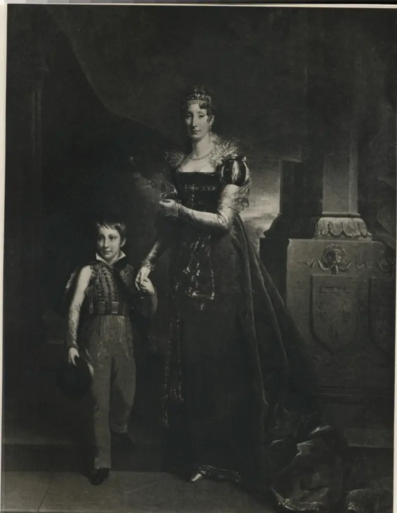 Anonimo , Gerard, Francois - sec. XIX - Ritratto della duchessa d'Orleans Maria Amalia di Borbone col figlio duca di Chartres