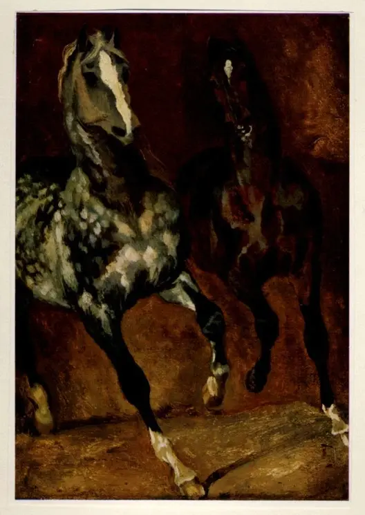 Anonimo , Gericault, Jean Louis - sec. XIX - Deux chevaux au trot - Due cavalli al trotto