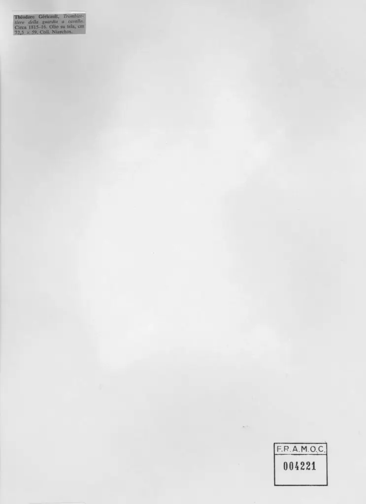 Anonimo , Gericault, Jean Louis - sec. XIX - Trombettiere della guardia a cavallo , retro