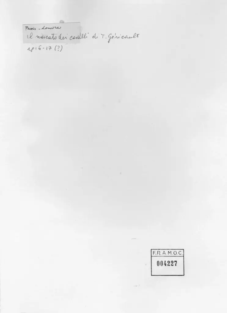 Anonimo , Gericault, Jean Louis - sec. XIX - Il mercato dei cavalli , retro