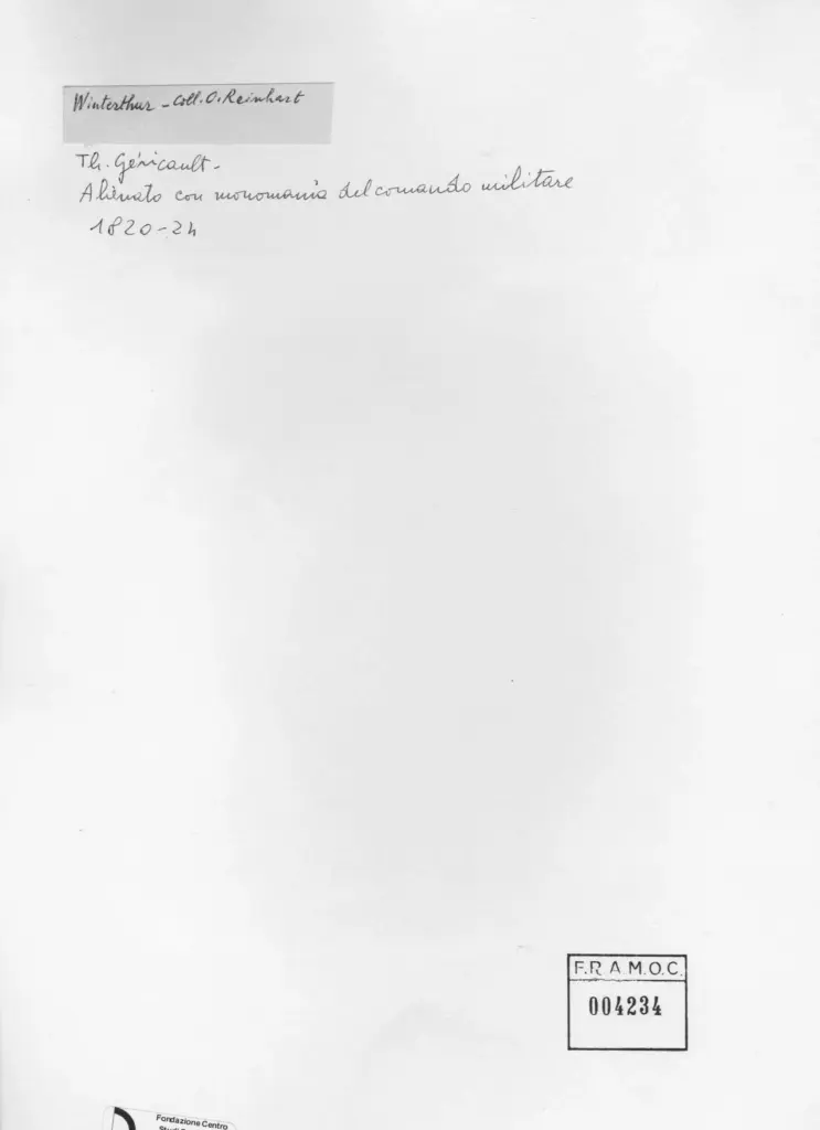 Anonimo , G&eacute;ricault, Th&eacute;odore - sec. XIX - Alienato con monomania del comando militare , retro