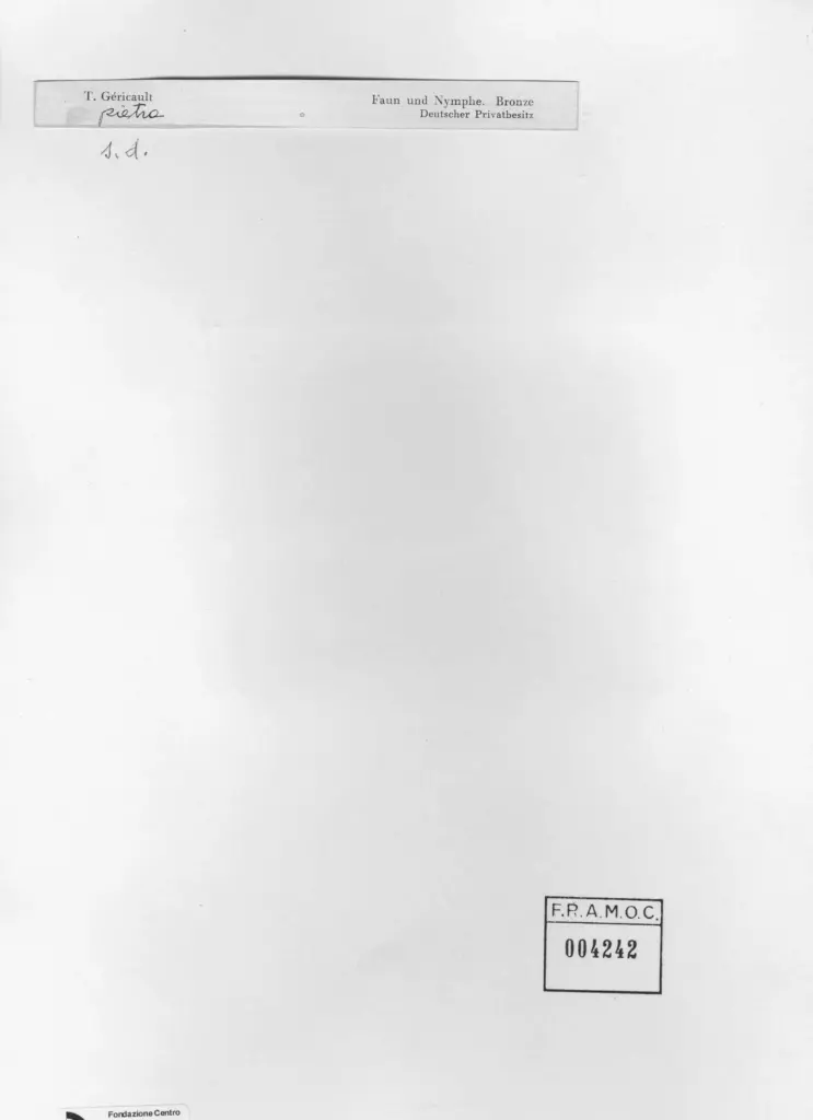 Anonimo , G&eacute;ricault, Th&eacute;odore - sec. XIX - Satiro e Ninfa , retro