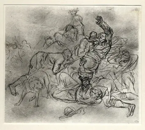 Anonimo , Géricault, Théodore - sec. XX - Lotta tra uomini , fronte