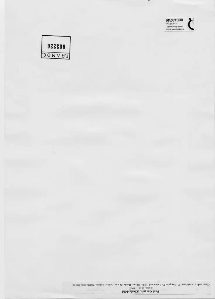 Anonimo , Gauguin, Paul - sec. XIX - Busto di bambino , retro