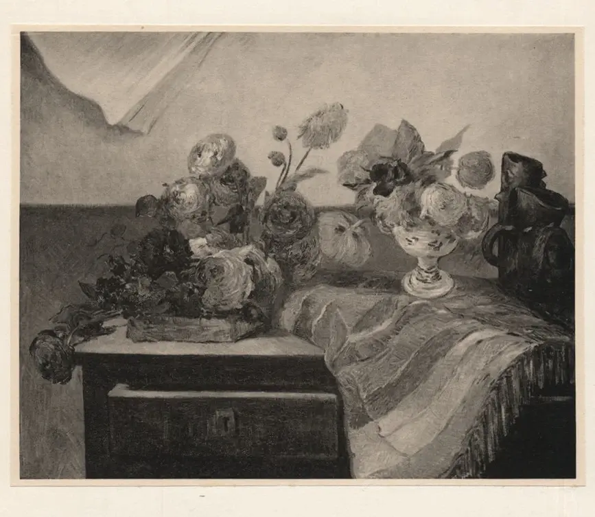 &nbsp; , Fiori su un cassettone - Natura morta con fiori