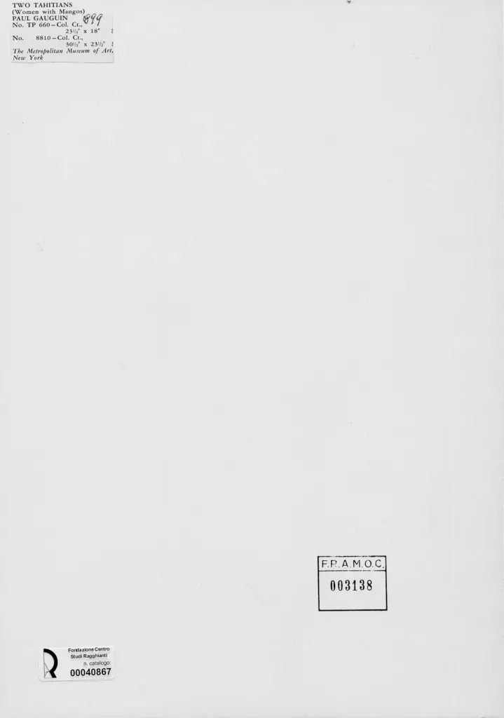 Anonimo , Gauguin, Paul - sec. XIX - Women with Mangos , retro