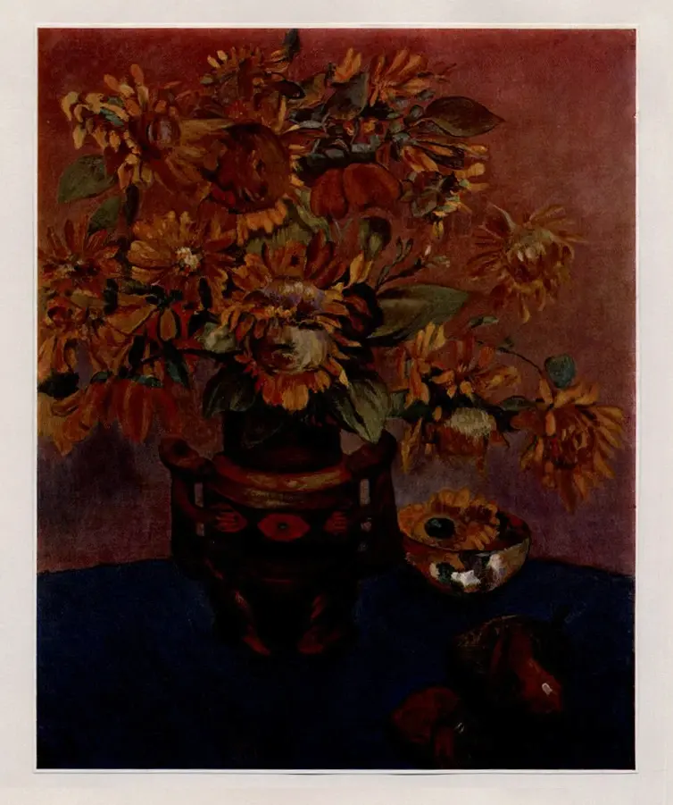 Anonimo , Gauguin, Paul - sec. XX - Soleils dans un vase et avocats , fronte