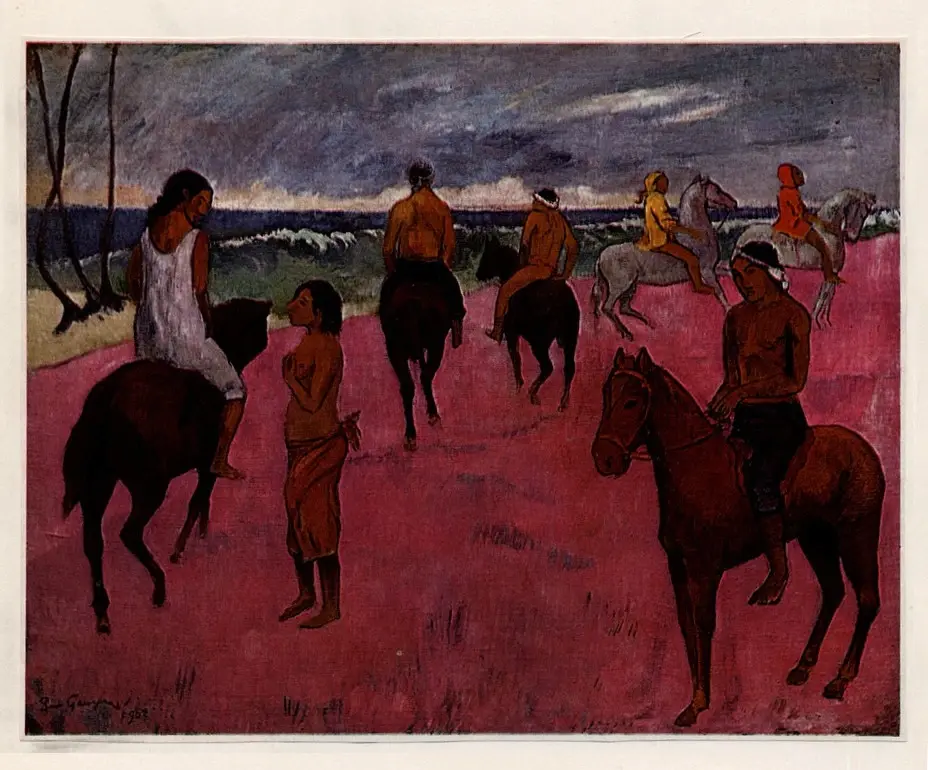 Anonimo , Gauguin, Paul - sec. XX - Cavalieri sulla spiaggia , fronte