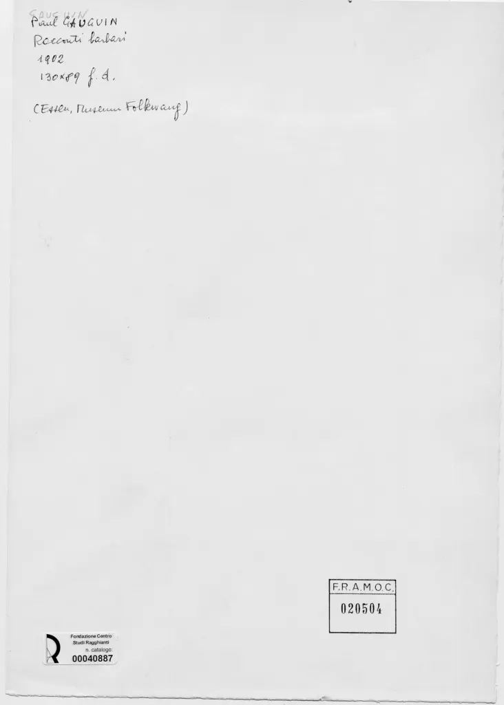 Anonimo , Gauguin, Paul - sec. XX - Racconti barbari , retro