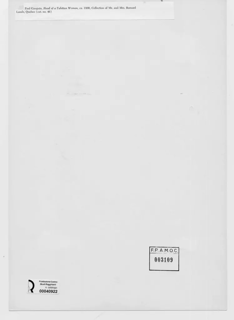 Anonimo , Gauguin, Paul - sec. XX - Head of a tahitian woman , retro