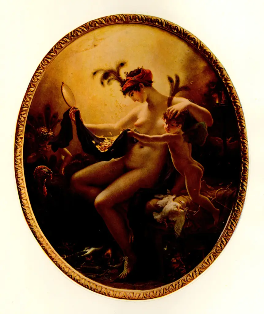 Anonimo , Girodet-Trioson, Anne-Louis - sec. XVIII/ XIX - Portrait satirique de M.lle Lange en Dana&eacute; , fronte