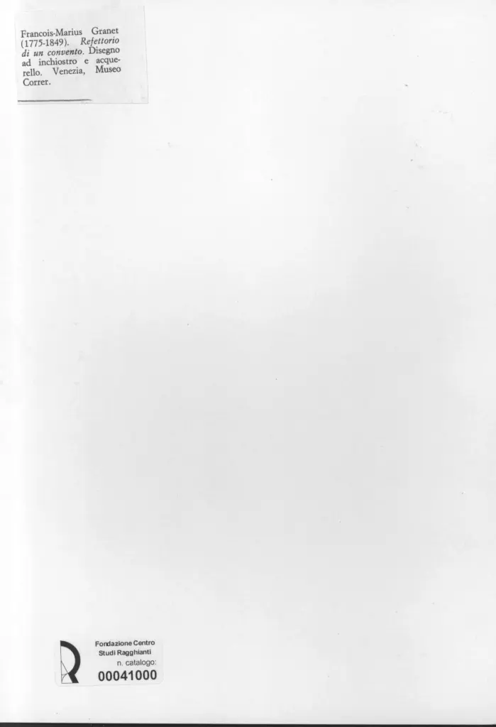 Anonimo , Granet, Fran&ccedil;ois-Marius - sec. XIX - Refettorio di un convento , retro