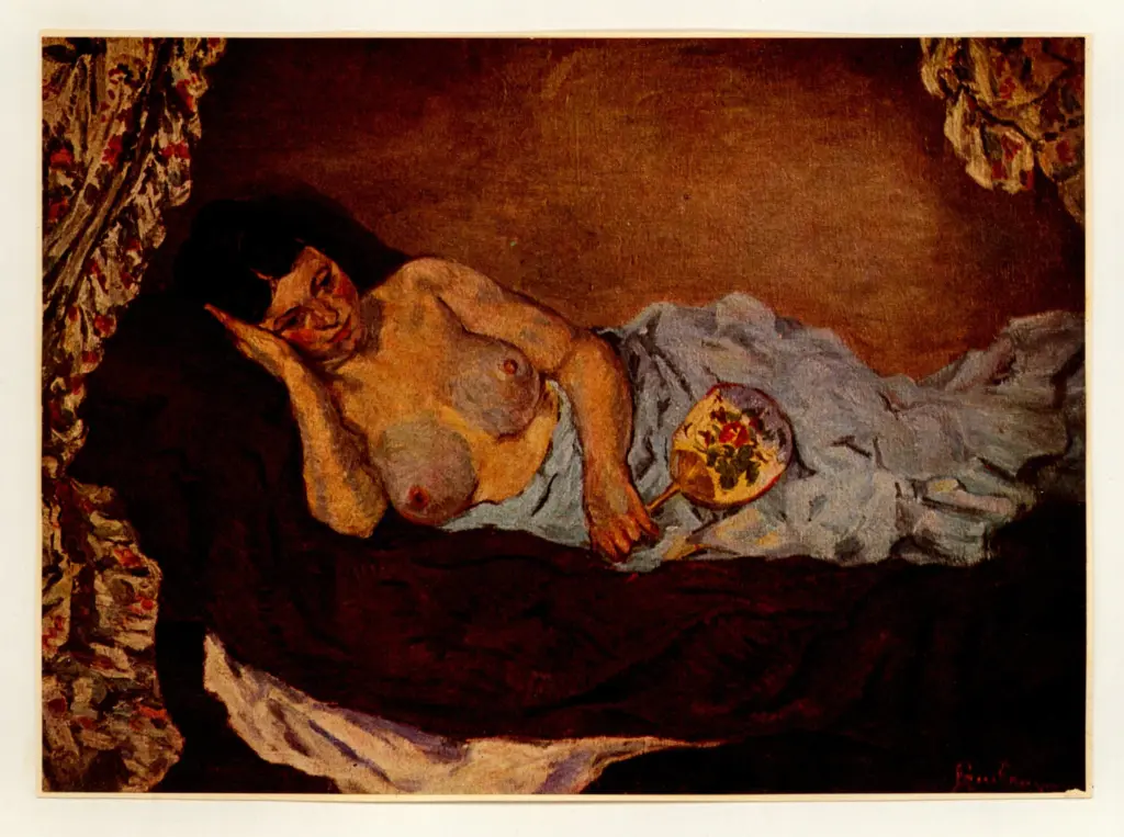 Anonimo , Guillaumin, Jean-Baptiste-Armand - sec. XIX - Femme nue couch&eacute;e &agrave; l'&eacute;cran japonais , fronte