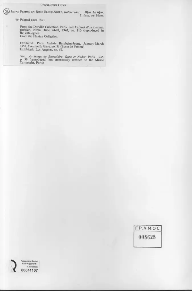Anonimo , Guys, Constantin - sec. XIX - Jeune femme en robe bleue-noire , retro