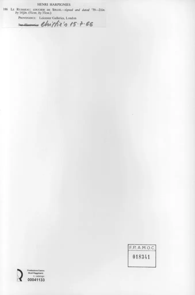 Anonimo , Harpignies, Henri-Joseph - sec. XIX - Le ruisseau: coucher de soleil , retro