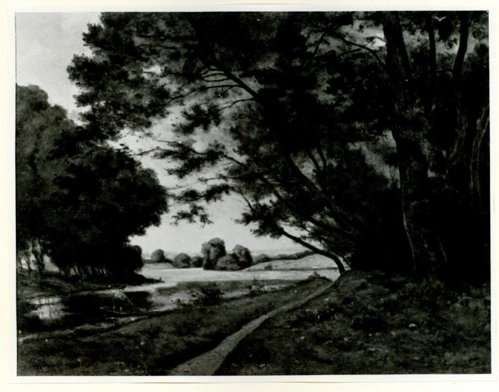 Anonimo , Harpignies, Henri-Joseph - sec. XIX - Le sentier au près de la rivière , fronte